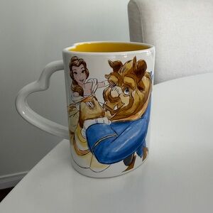 Disney Beauty and the Beast Mug with Heart Handle - White and Blue